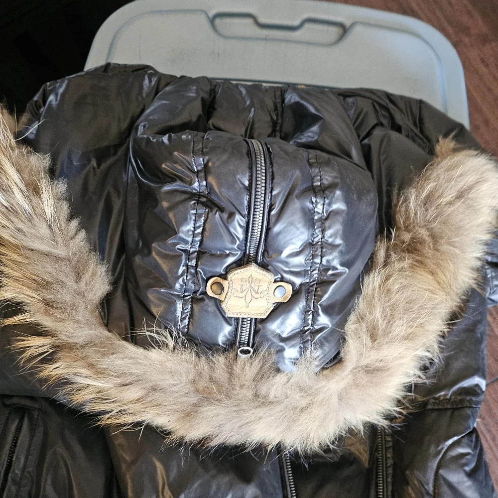 Mackage Black Puffer Jacket with Faux Fur Trim - Picture 3 of 4
